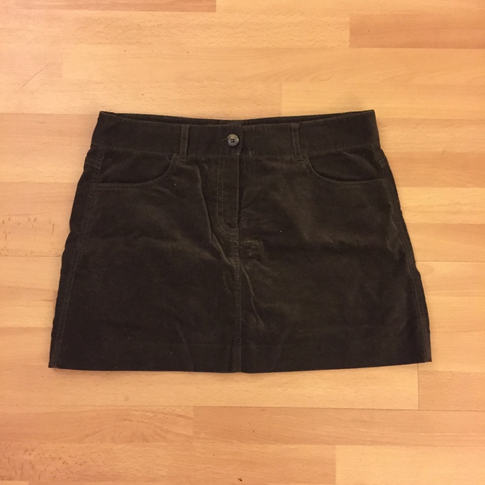 Theory brown faux suede miniskirt